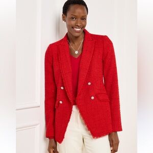 Talbots Red Metallic Fringe Tweed Double-Breasted Blazer - Women’s Size 10